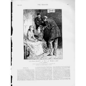   1873 Illustration Story Lady Cell Men Prison Old Print
