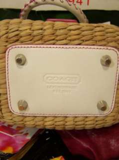 COACH Soho Butterfly Basket Satchel Bag Purse Handbag Straw Leather 