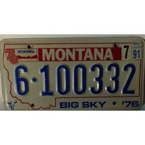    Montana BIG SKY 1976 Bicentennial License Plate 