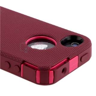 For Apple iPhone 4 4S Otterbox Defender Case Peony Pink Deep Plum Clip 