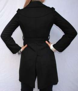 New Womens Guess Wool Pea Coat Belted Black Medium M  