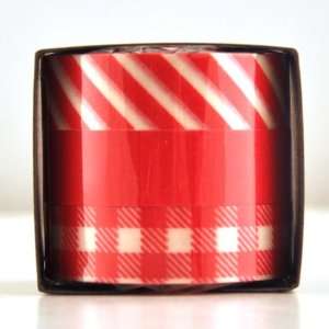  D?cor Washi Tape 3 Piece Set Red Stripe, Red Plain, Red 