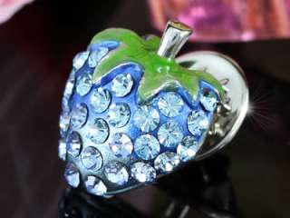 Blue Strawberry Pin Brooch use Swarovski Crystal SP005  