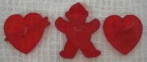 Vtg Lot of 3 HRM Red Cookie Cutters Valentine Heart Boy  