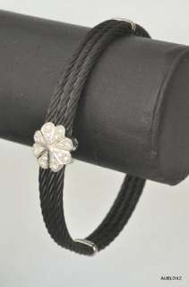 New $1295 CHARRIOL Celtic Noir 18k Gold Diamond Flower Cable Bracelet 