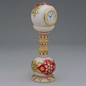    Ethnic Gift: Hand Painted Marble Table Clock: Home & Kitchen