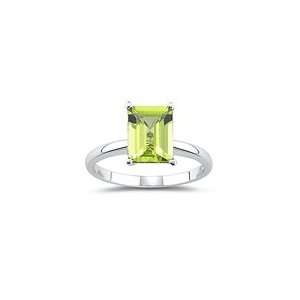  1.78 Cts Peridot Solitaire Ring in 14K White Gold 4.5 