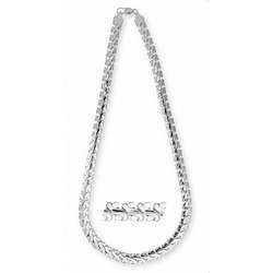 14k White Gold Overlay 24 inch Fancy S link Chain  