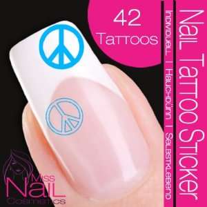  Nail Tattoo Sticker 70s / Flower Power / Peace   turquoise 