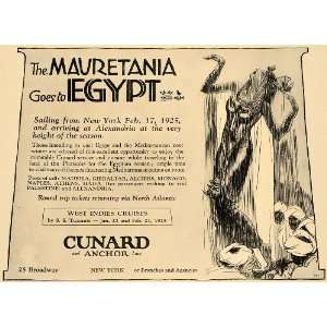  1924 Ad Mauretania Egypt Cunard Anchor Line Cruise Ship 