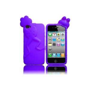 iPhone 4 and 4S 3D Silicone Skin Case   Purple Frog (Package include a 