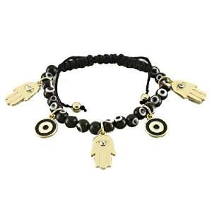  Black Shamballa Fashion Bracelet With Black Evil Eye Beads 