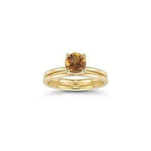  0.67 Cts Citrine Engagement & Wedding Ring Set in 14K 