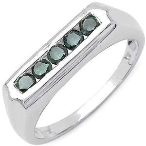  0.40 Carat Genuine Blue Diamond Sterling Silver Ring 