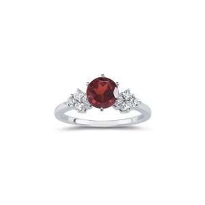  0.24 Cts Diamond & 1.25 Cts Garnet Ring in 18K White Gold 