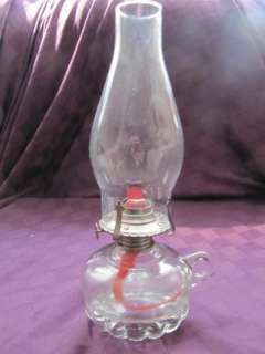 Vintage Lamplight Farms Finger Hold Oil Lamp & Chimney  