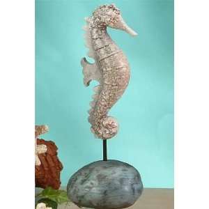  Large Seahorse On Rock Stand Marine Life Figurine Statue 