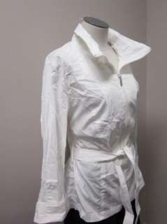 George Simonton Zip Front Shirt with Rollback Cuffs M White NWT  