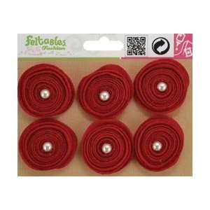   Designs Embellishments Red Quilled Flowers 6/Pkg; 3 Items/Order Arts