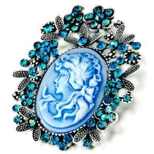  December Birthstone Flower Blue Beauty Cameo Brooches And 