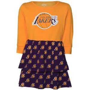  Los Angeles Lakers Toddler Girls Long Sleeve Layered Dress 