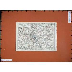   1924 Colour Map Paris France Banlieue Versailles Loir