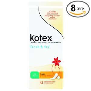  Kotex Fresh & Dry Absorbent Liners Long, 42 Count Box 