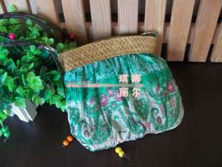 NEW Boho Exotic Straw Weave Cloth Handbag Messenger Bag  
