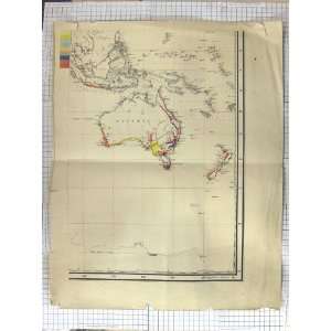    ANTIQUE MAP c1870 AUSTRALIA NEW ZEALAND BORNEO