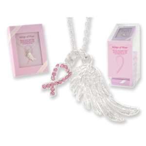  Breast Cancer Awareness Angel Wing Pendant Case Pack 24 