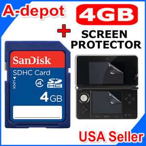 New Sandisk 4GB SDHC SD Flash Memory Card + Screen Protector For 