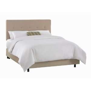  Queen Skyline Premier Oatmeal Five Button Upholstered Bed 