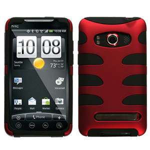 FISHBONE Phone Cover Case FOR HTC EVO 4G Sprint RED/BLK  