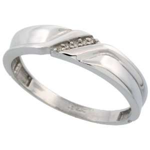 Sterling Silver Mens Diamond Wedding Band Ring 0.04 cttw Brilliant Cut 