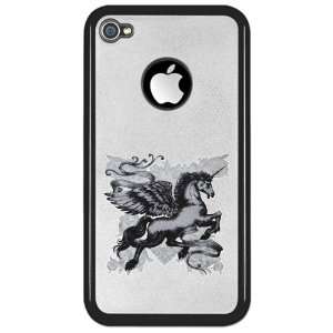    iPhone 4 or 4S Clear Case Black Unicorn with Wings 