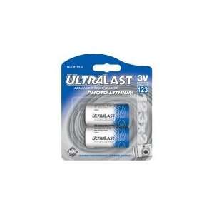  Ultralast 3V CR123 Photo Lithium Battery Retail Pack   2 