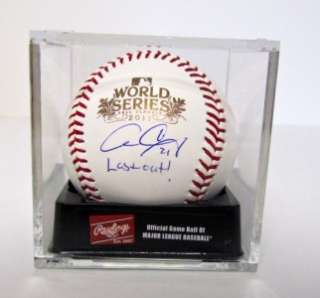   Autographed Cardinals 2011 World Series Baseball Last Out SI  