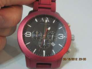 Armani Exchange AX 1155 Mens Red Aluminum Chronograph Black Date Dial 