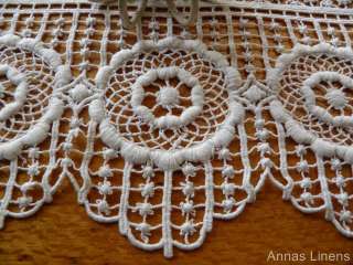 Large Vintage Lace Table Runner Dresser Scarf Heavily Embroidered 65 