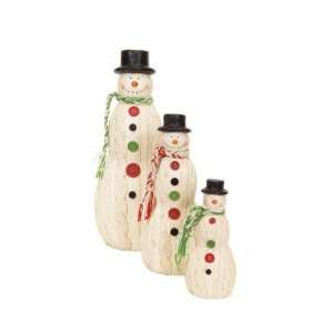 Set of 3 Eco Country Weathered Snowmen Christmas Table Top Decorations