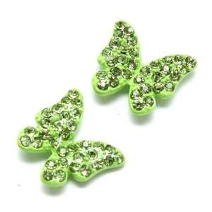   The Cutest Crystal Lime Butterfly Stud Earrings Ever Jewelry