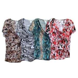  Womens Plus Size Short Sleeve Printed Pullover Case Pack 