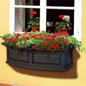    Irrigated 36 Inch Curved Window Boxes in Black Patio, Lawn & Garden