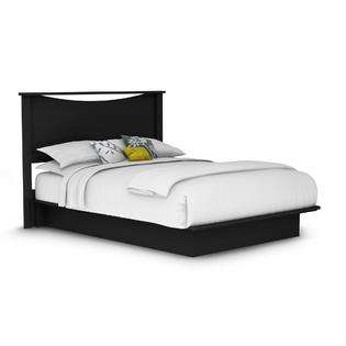 South Shore Step One Queen Platform Bed 60 Headboard in Pure Black at 
