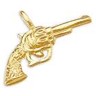 Showman Jewels 14k Yellow Gold Revolver Pistol Gun Pendant Charm NEW 