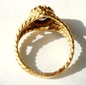 Vintage 12K Gold 3/4 Ct. Amethyst Rope Ring  STUNNING  