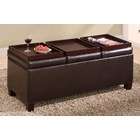 ByRelax Storage Ottoman Bench in Dark Brown Faux Leather with Flip 
