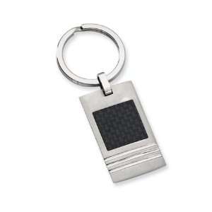  Mens Stainless Steel And Black Carbon Fiber Key Chain 