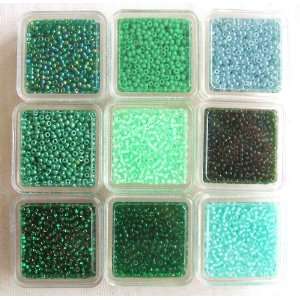   Beads 11/0,High Quality Japanese. Greens .Pack of 9. Arts, Crafts