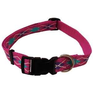 Petz Best Dog Large 1 Inch Pink Argyle Recycled Poly Collar, 18 Inch 